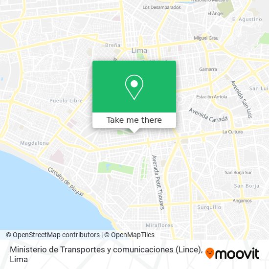 Ministerio de Transportes y comunicaciones (Lince) map