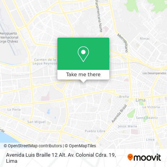 Mapa de Avenida Luis Braille 12 Alt. Av. Colonial Cdra. 19