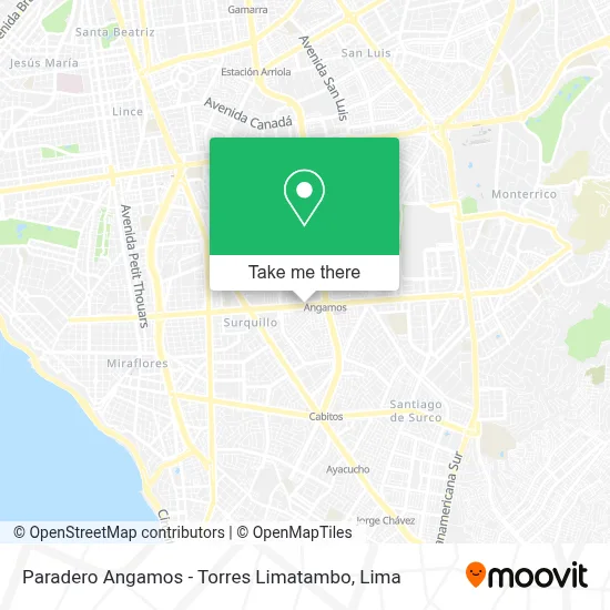 Paradero Angamos - Torres Limatambo map