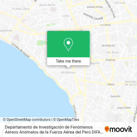 Departamento de Investigación de Fenómenos Aéreos Anómalos de la Fuerza Aérea del Perú DIFAA-FAP map