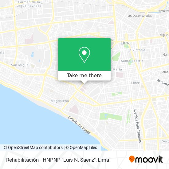 Rehabilitación - HNPNP "Luis N. Saenz" map