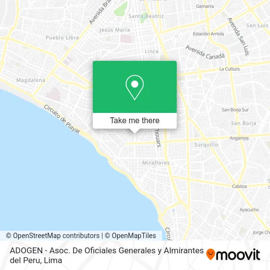 Mapa de ADOGEN - Asoc. De Oficiales Generales y Almirantes del Peru