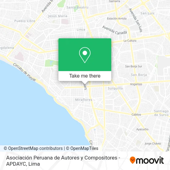 Mapa de Asociación Peruana de Autores y Compositores - APDAYC