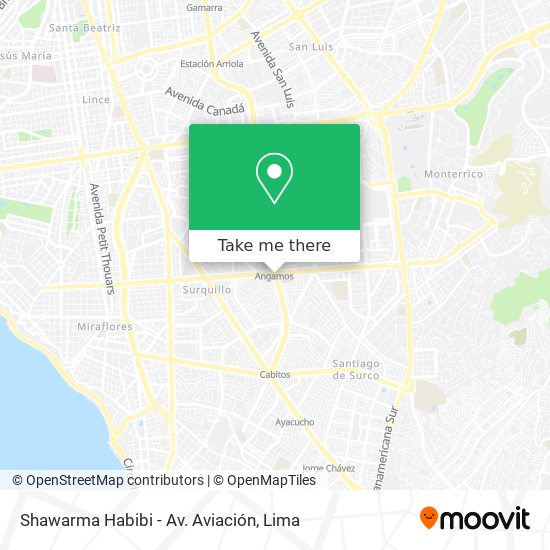 Mapa de Shawarma Habibi - Av. Aviación