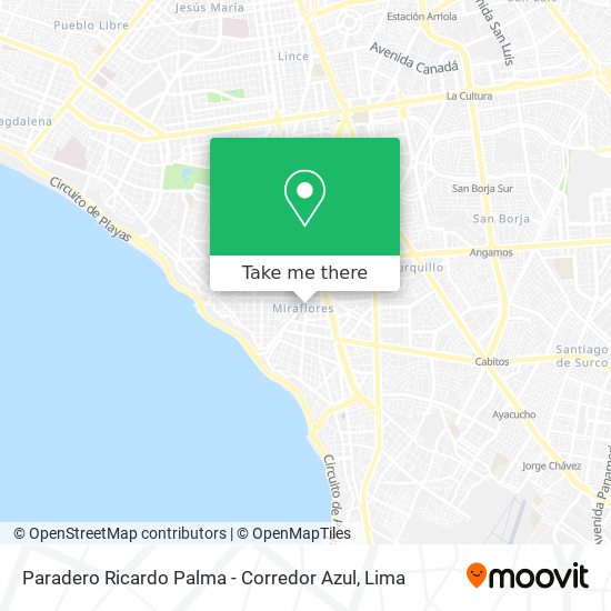 Paradero Ricardo Palma - Corredor Azul map