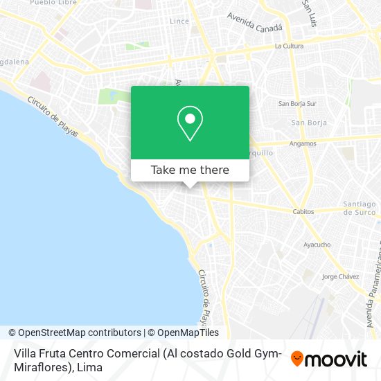 Mapa de Villa Fruta Centro Comercial (Al costado Gold Gym-Miraflores)