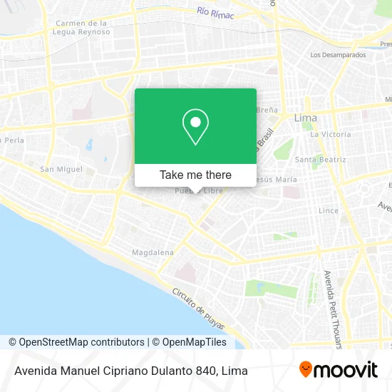 Avenida Manuel Cipriano Dulanto 840 map
