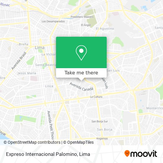 Expreso Internacional Palomino map