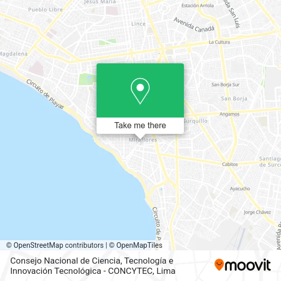 Mapa de Consejo Nacional de Ciencia, Tecnología e Innovación Tecnológica - CONCYTEC