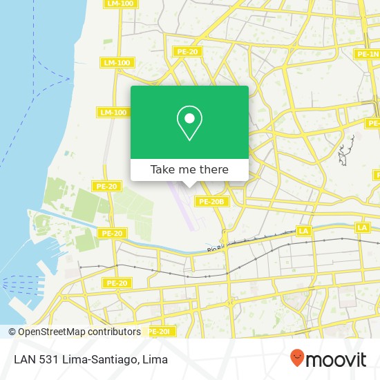 LAN 531 Lima-Santiago map