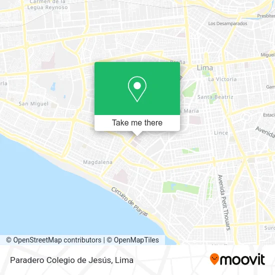 Mapa de Paradero Colegio de Jesús