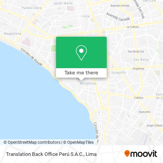 How to get to Translation Back Office Perú . in Miraflores by Bus?