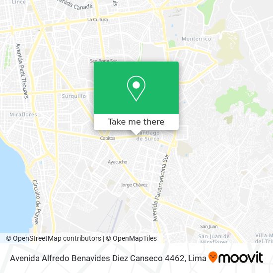 Avenida Alfredo Benavides Diez Canseco 4462 map