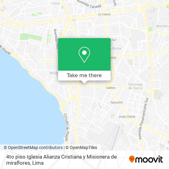 4to piso Iglesia Alianza Cristiana y Misionera de miraflores map