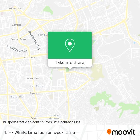 Mapa de LIF - WEEK, Lima fashion week