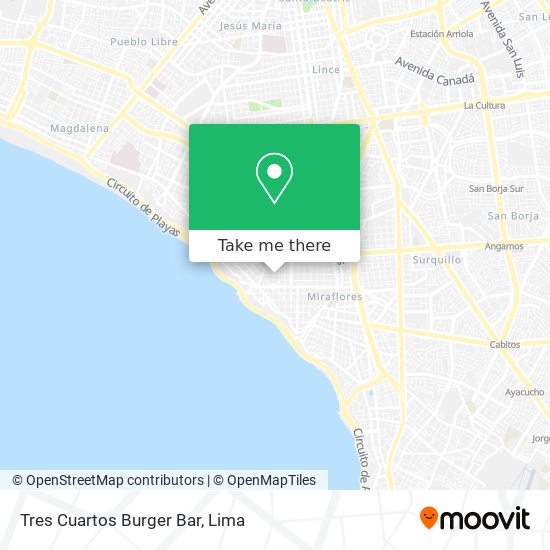 Tres Cuartos Burger Bar map