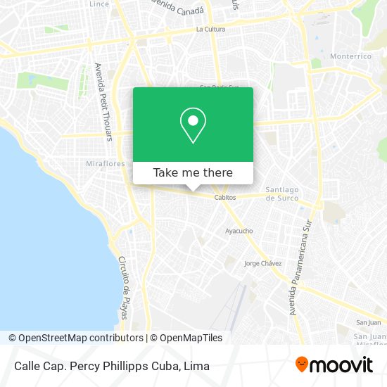 Calle Cap. Percy Phillipps Cuba map