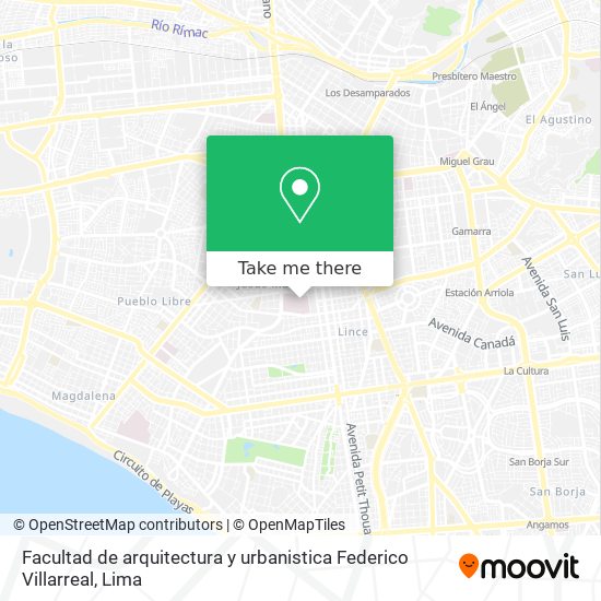 Facultad de arquitectura y urbanistica Federico Villarreal map