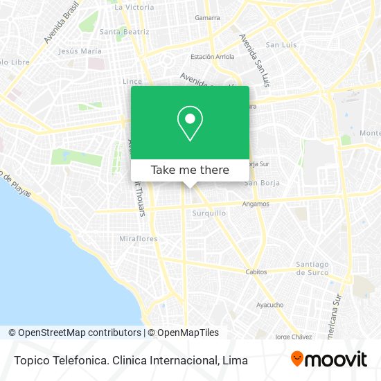 Topico Telefonica. Clinica Internacional map