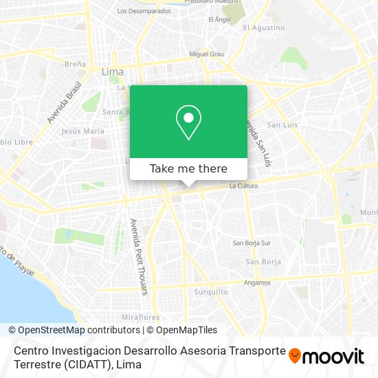 Centro Investigacion Desarrollo Asesoria Transporte Terrestre (CIDATT) map