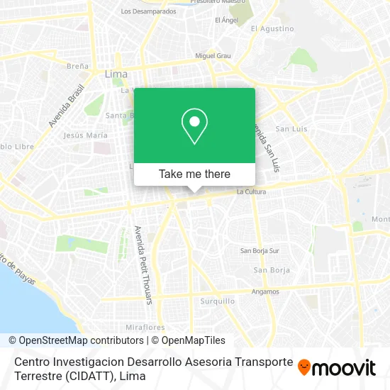 Mapa de Centro Investigacion Desarrollo Asesoria Transporte Terrestre (CIDATT)