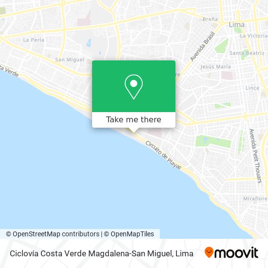 Ciclovía Costa Verde Magdalena-San Miguel map