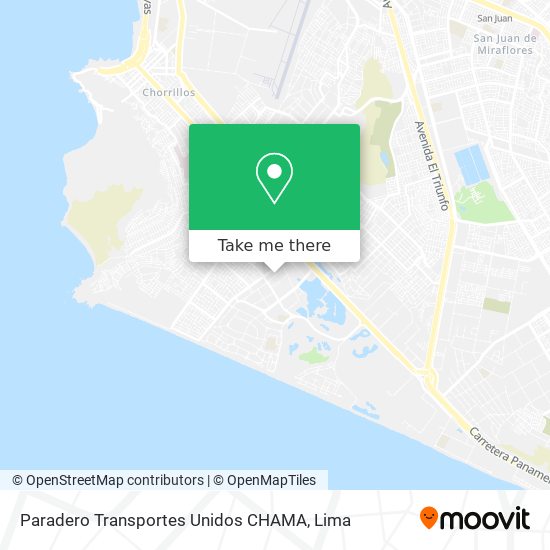 Paradero Transportes Unidos CHAMA map