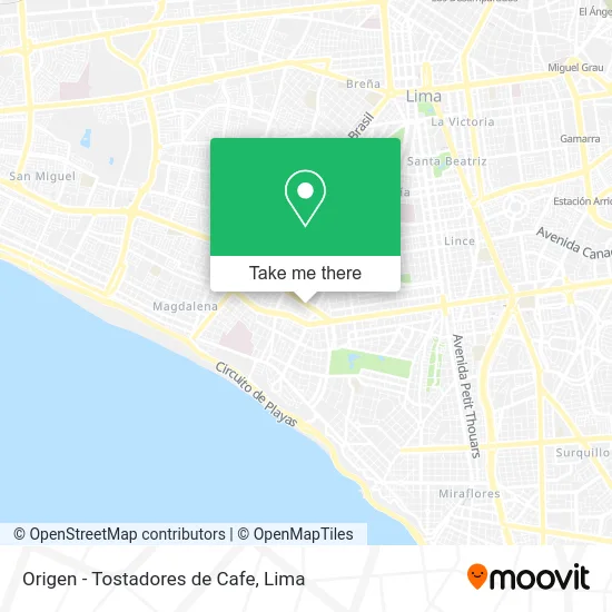 Origen - Tostadores de Cafe map