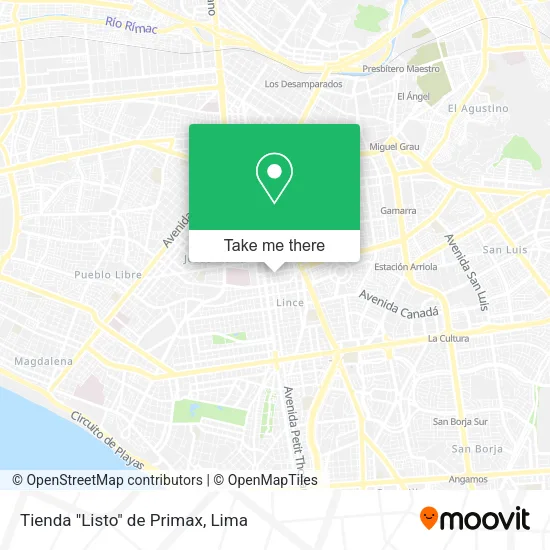 Mapa de Tienda "Listo" de Primax