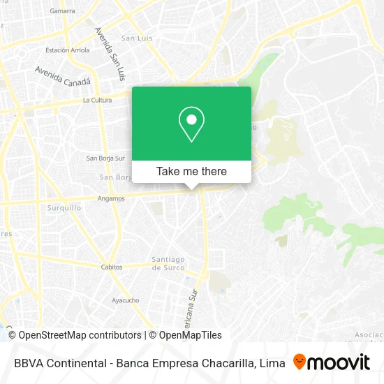 Mapa de BBVA Continental - Banca Empresa Chacarilla
