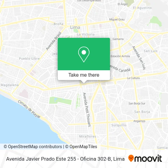 Mapa de Avenida Javier Prado Este 255 - Oficina 302-B