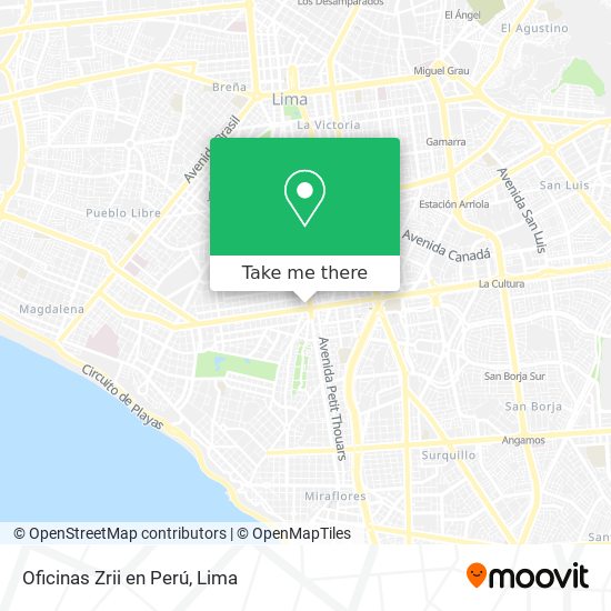Oficinas Zrii en Perú map