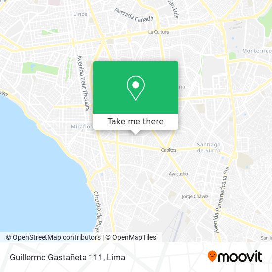 Guillermo Gastañeta 111 map