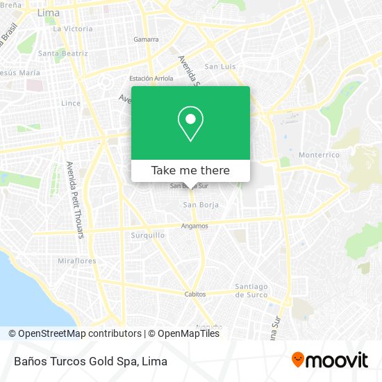 How to get to Baños Turcos Gold Spa in San Borja by Bus Metro?