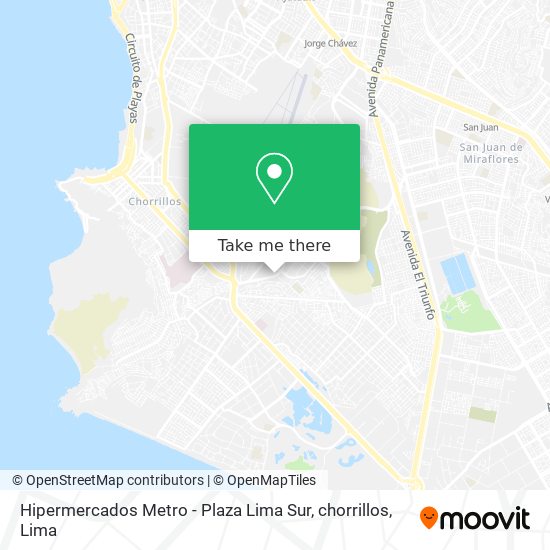Hipermercados Metro - Plaza Lima Sur, chorrillos map