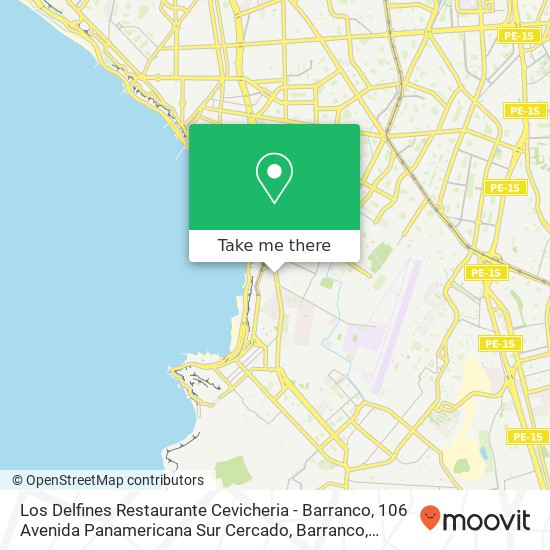 Los Delfines Restaurante Cevicheria - Barranco, 106 Avenida Panamericana Sur Cercado, Barranco, 15063 map