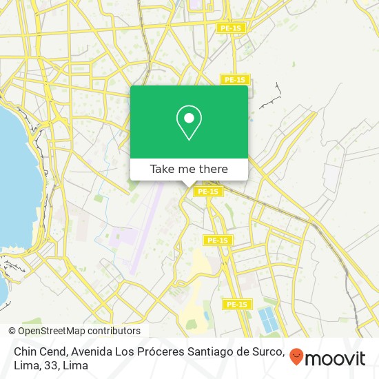 Mapa de Chin Cend, Avenida Los Próceres Santiago de Surco, Lima, 33