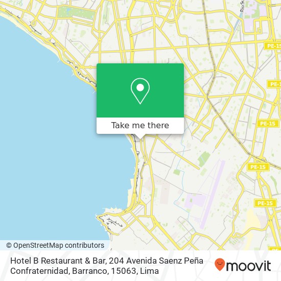 Hotel B Restaurant & Bar, 204 Avenida Saenz Peña Confraternidad, Barranco, 15063 map
