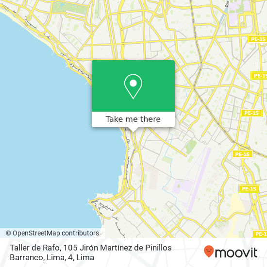 Mapa de Taller de Rafo, 105 Jirón Martínez de Pinillos Barranco, Lima, 4