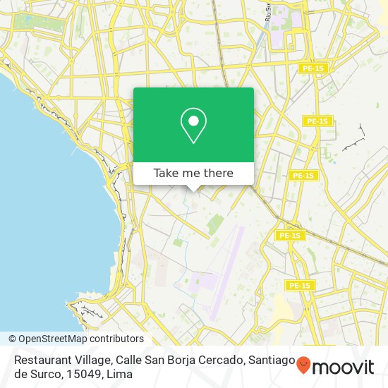 Restaurant Village, Calle San Borja Cercado, Santiago de Surco, 15049 map