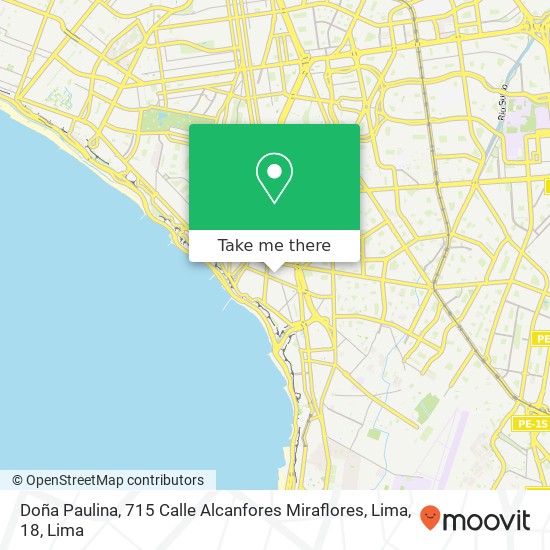 Mapa de Doña Paulina, 715 Calle Alcanfores Miraflores, Lima, 18