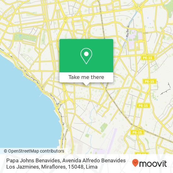 Papa Johns Benavides, Avenida Alfredo Benavides Los Jazmines, Miraflores, 15048 map