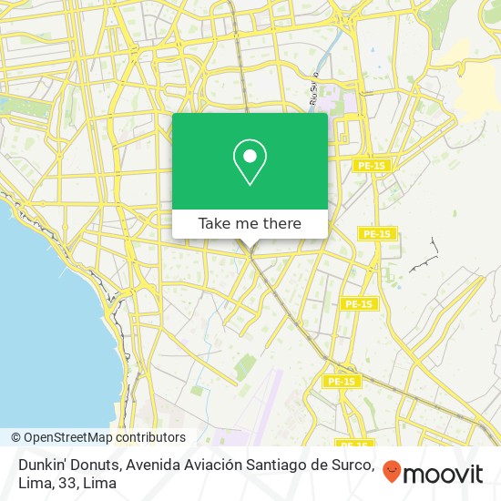 Dunkin' Donuts, Avenida Aviación Santiago de Surco, Lima, 33 map