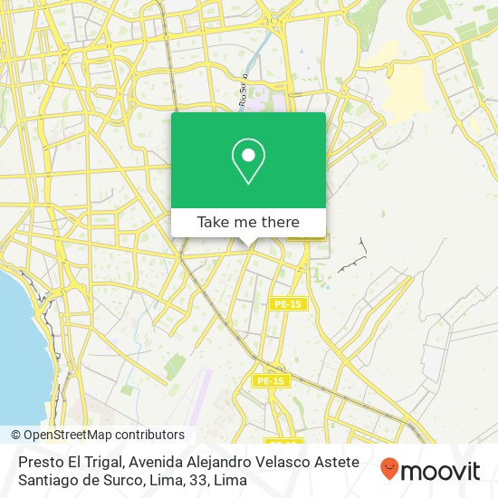 Mapa de Presto El Trigal, Avenida Alejandro Velasco Astete Santiago de Surco, Lima, 33