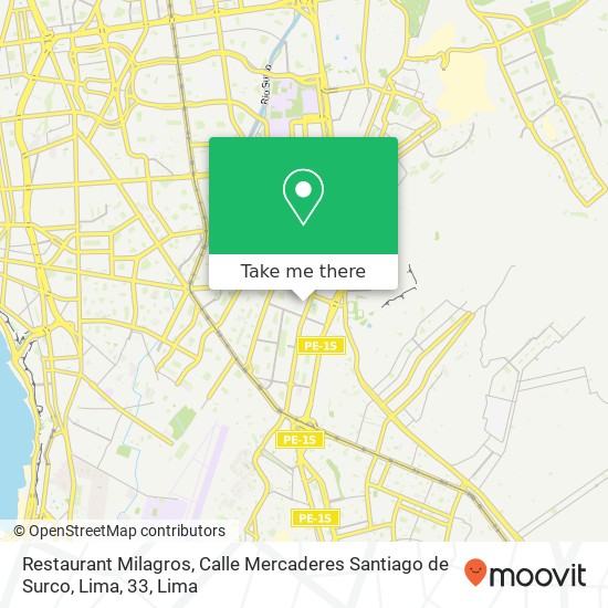 Restaurant Milagros, Calle Mercaderes Santiago de Surco, Lima, 33 map