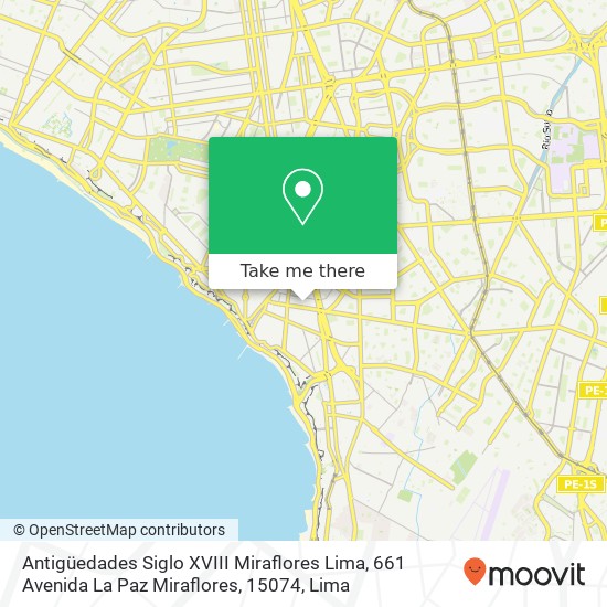 Antigüedades Siglo XVIII Miraflores Lima, 661 Avenida La Paz Miraflores, 15074 map