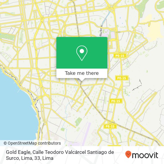 Gold Eagle, Calle Teodoro Valcárcel Santiago de Surco, Lima, 33 map