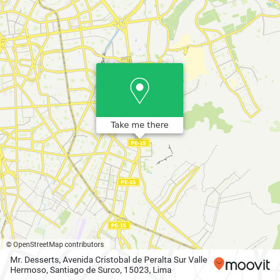 Mr. Desserts, Avenida Cristobal de Peralta Sur Valle Hermoso, Santiago de Surco, 15023 map