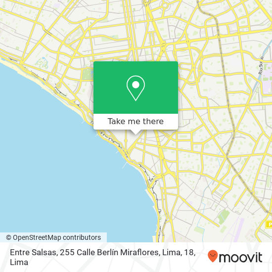 Mapa de Entre Salsas, 255 Calle Berlín Miraflores, Lima, 18