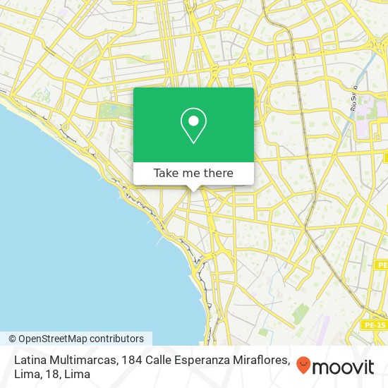 Mapa de Latina Multimarcas, 184 Calle Esperanza Miraflores, Lima, 18